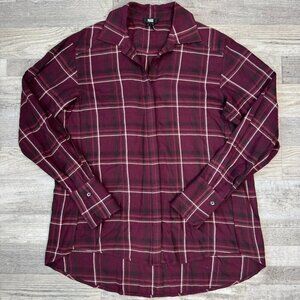 Paige Burgundy Plaid Long Sleeve Button Down D10